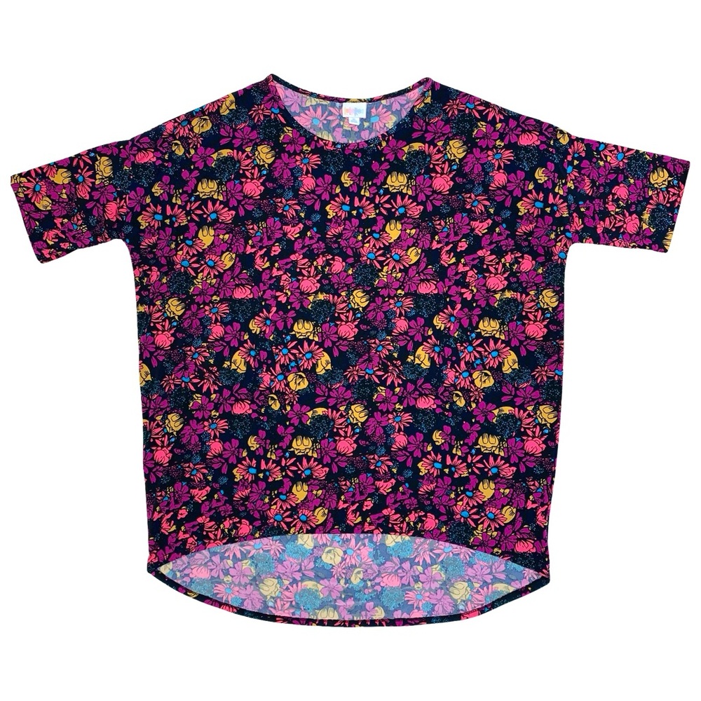 LuLaRoe Floral Print Short Sleeve Top XL Oversized Relaxed Slinky Casual Soft